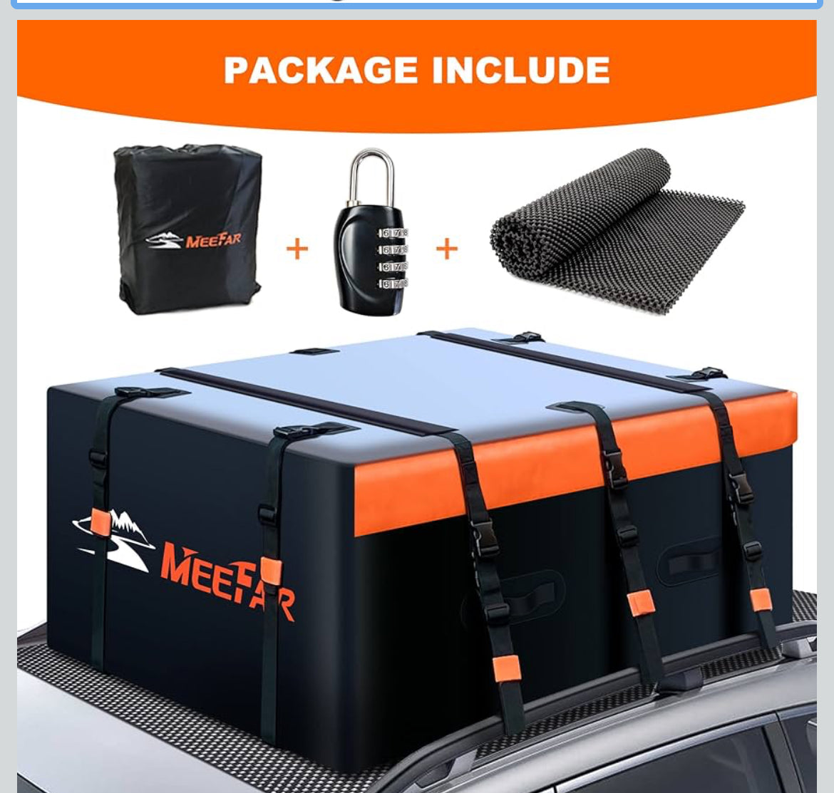 MeeFar Rooftop Cargo Carrier Car Roof Bag 21 Cubic Feet 100% Waterproof Car Top