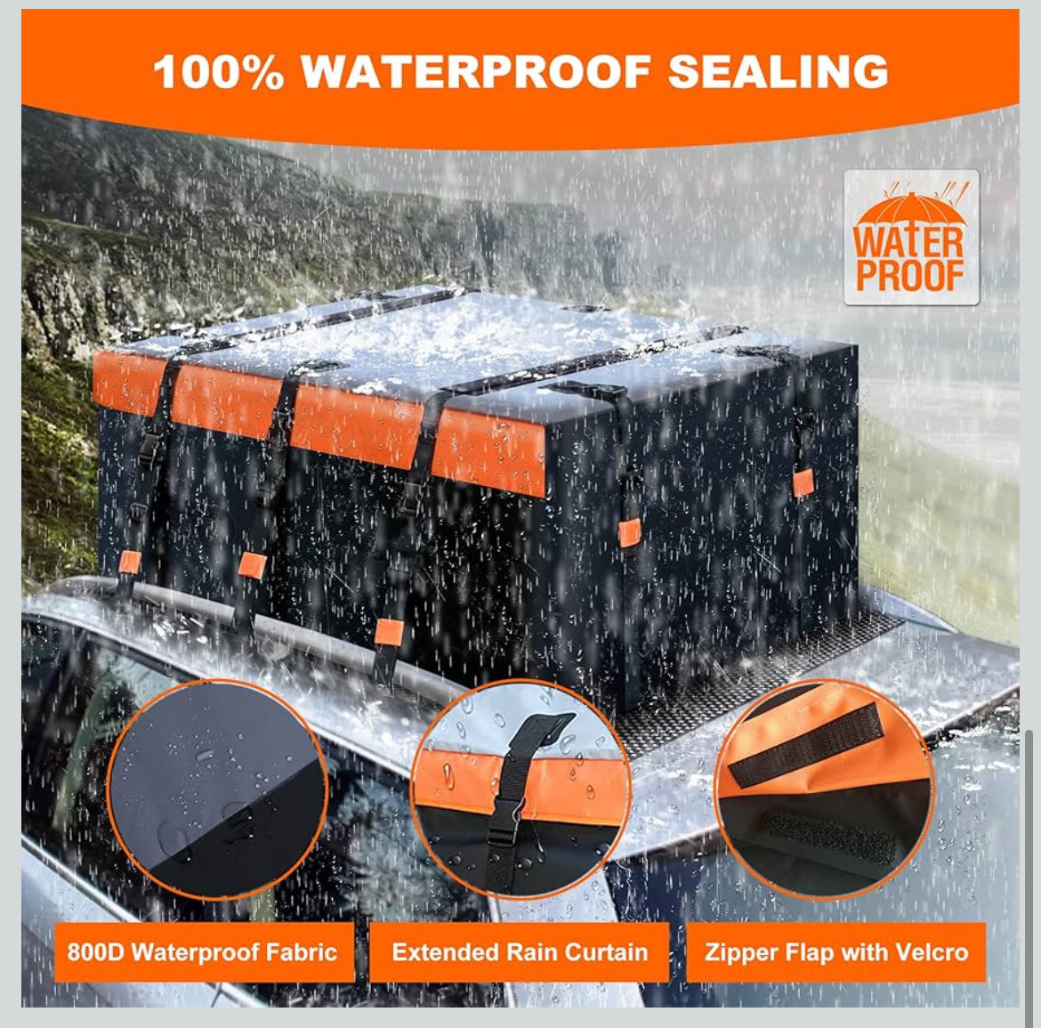 MeeFar Rooftop Cargo Carrier Car Roof Bag 21 Cubic Feet 100% Waterproof Car Top